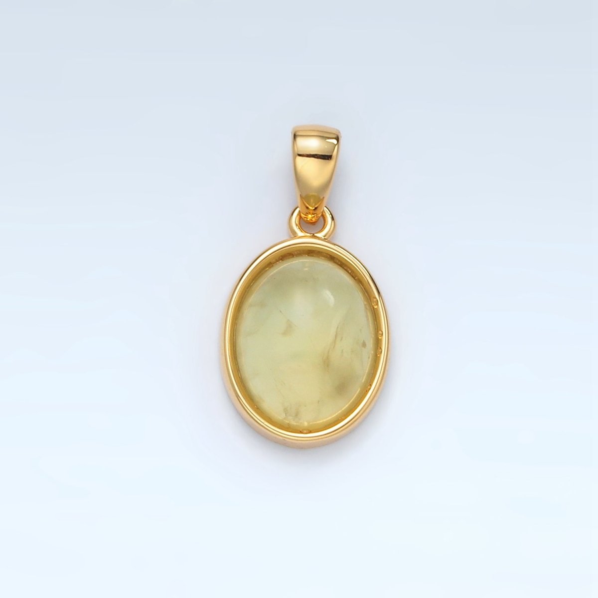 24K Gold Filled Natural Gemstone Oval Bezel Pendant | AA1395 - AA1401 - DLUXCA