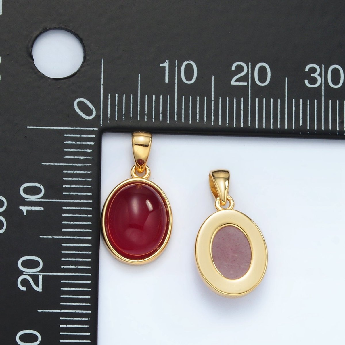 24K Gold Filled Natural Gemstone Oval Bezel Pendant | AA1395 - AA1401 - DLUXCA