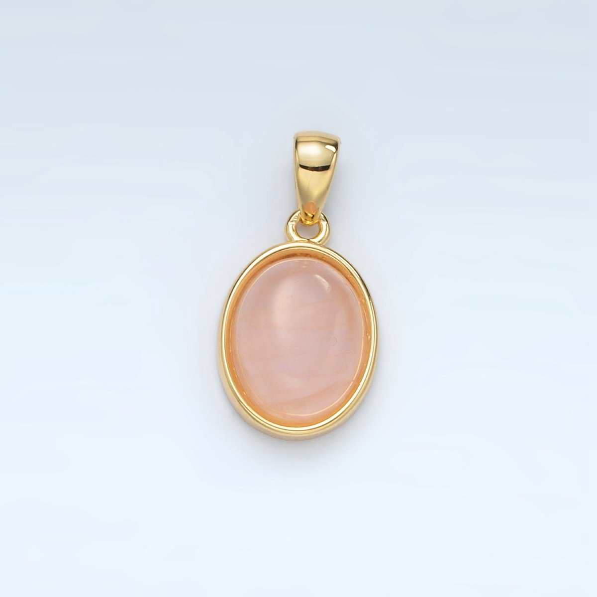 24K Gold Filled Natural Gemstone Oval Bezel Pendant | AA1395 - AA1401 - DLUXCA