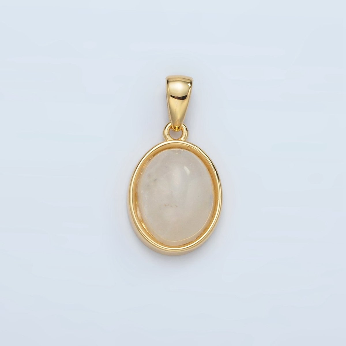 24K Gold Filled Natural Gemstone Oval Bezel Pendant | AA1395 - AA1401 - DLUXCA