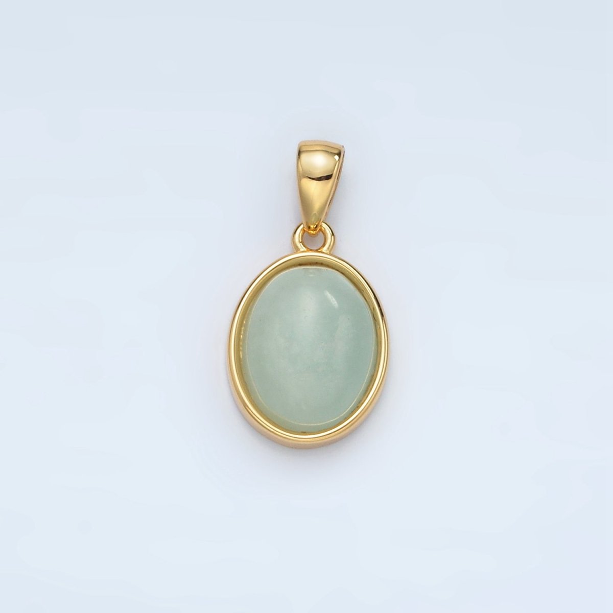 24K Gold Filled Natural Gemstone Oval Bezel Pendant | AA1395 - AA1401 - DLUXCA