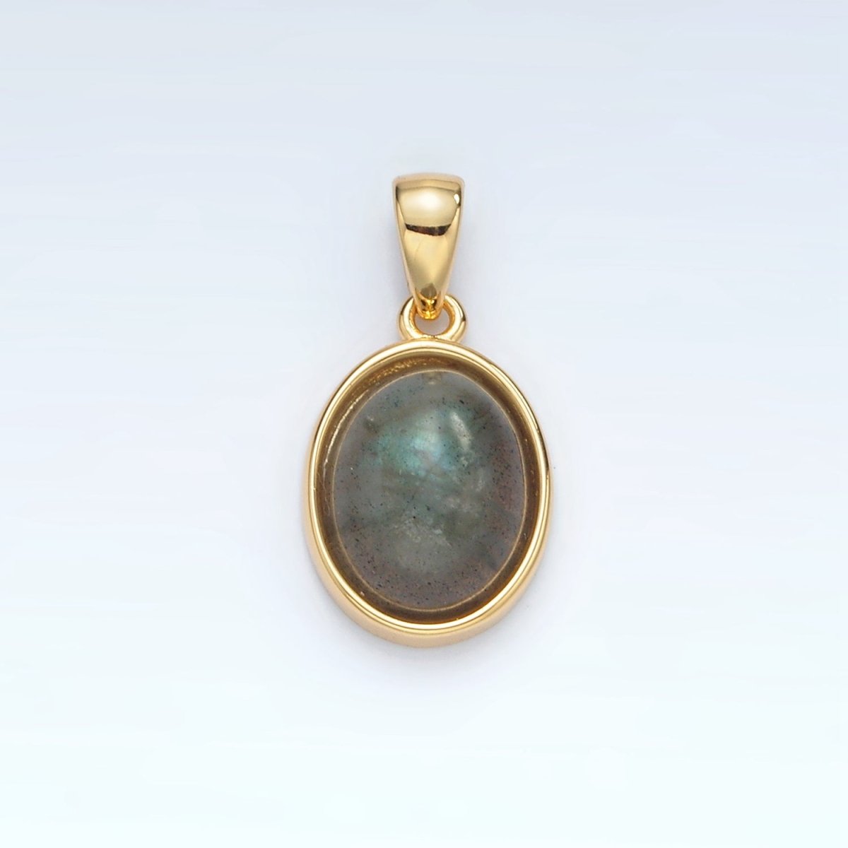 24K Gold Filled Natural Gemstone Oval Bezel Pendant | AA1395 - AA1401 - DLUXCA