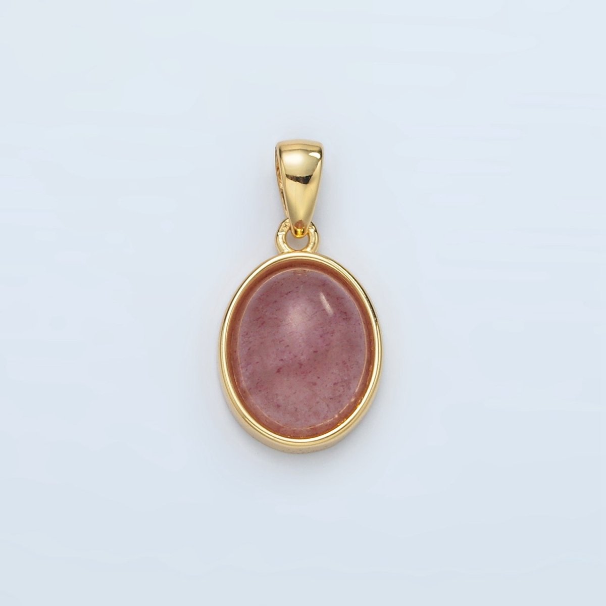 24K Gold Filled Natural Gemstone Oval Bezel Pendant | AA1395 - AA1401 - DLUXCA