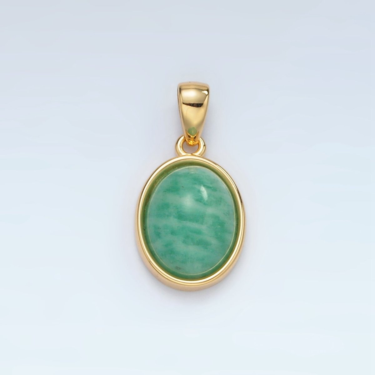 24K Gold Filled Natural Gemstone Oval Bezel Pendant | AA1395 - AA1401 - DLUXCA