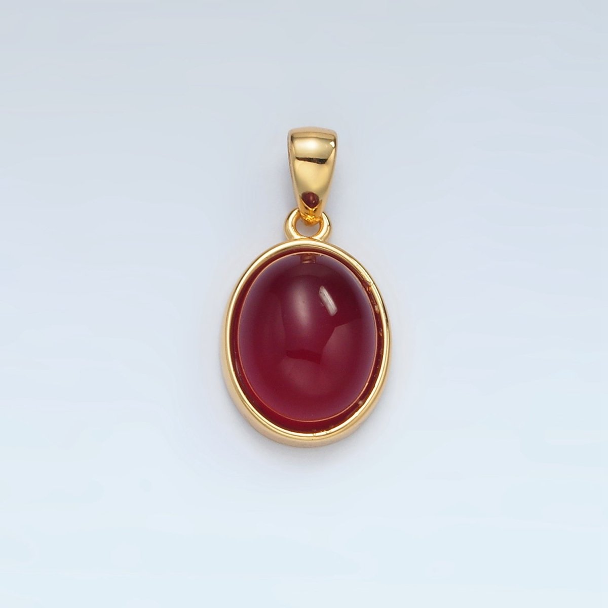 24K Gold Filled Natural Gemstone Oval Bezel Pendant | AA1395 - AA1401 - DLUXCA