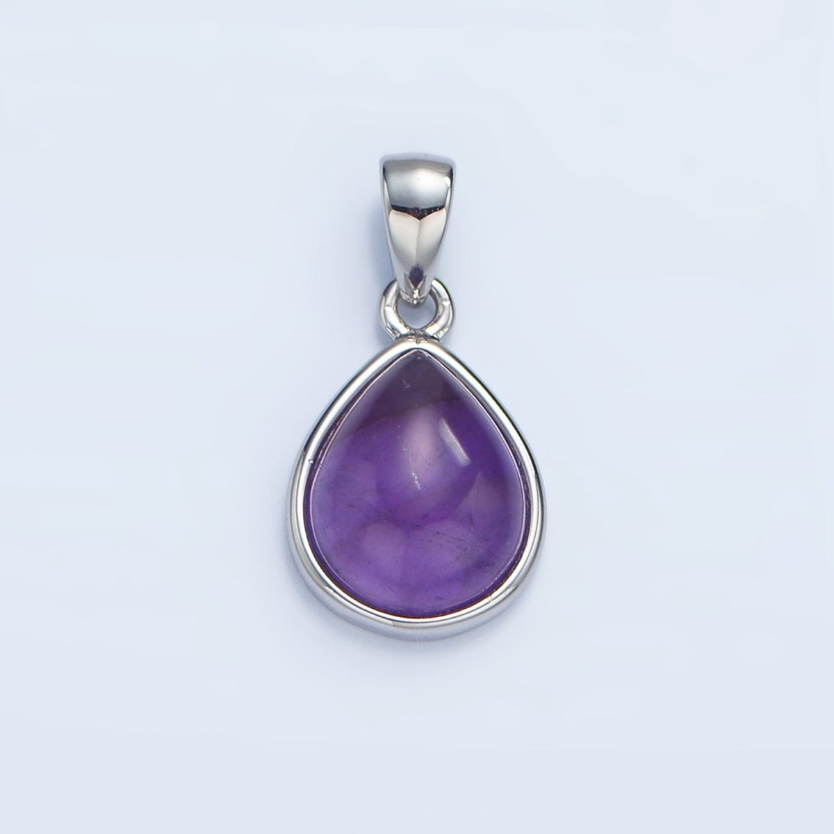 24K Gold Filled Natural Gemstone Teardrop Bezel Pendant in Gold & Silver | AA953 - AA964 - DLUXCA