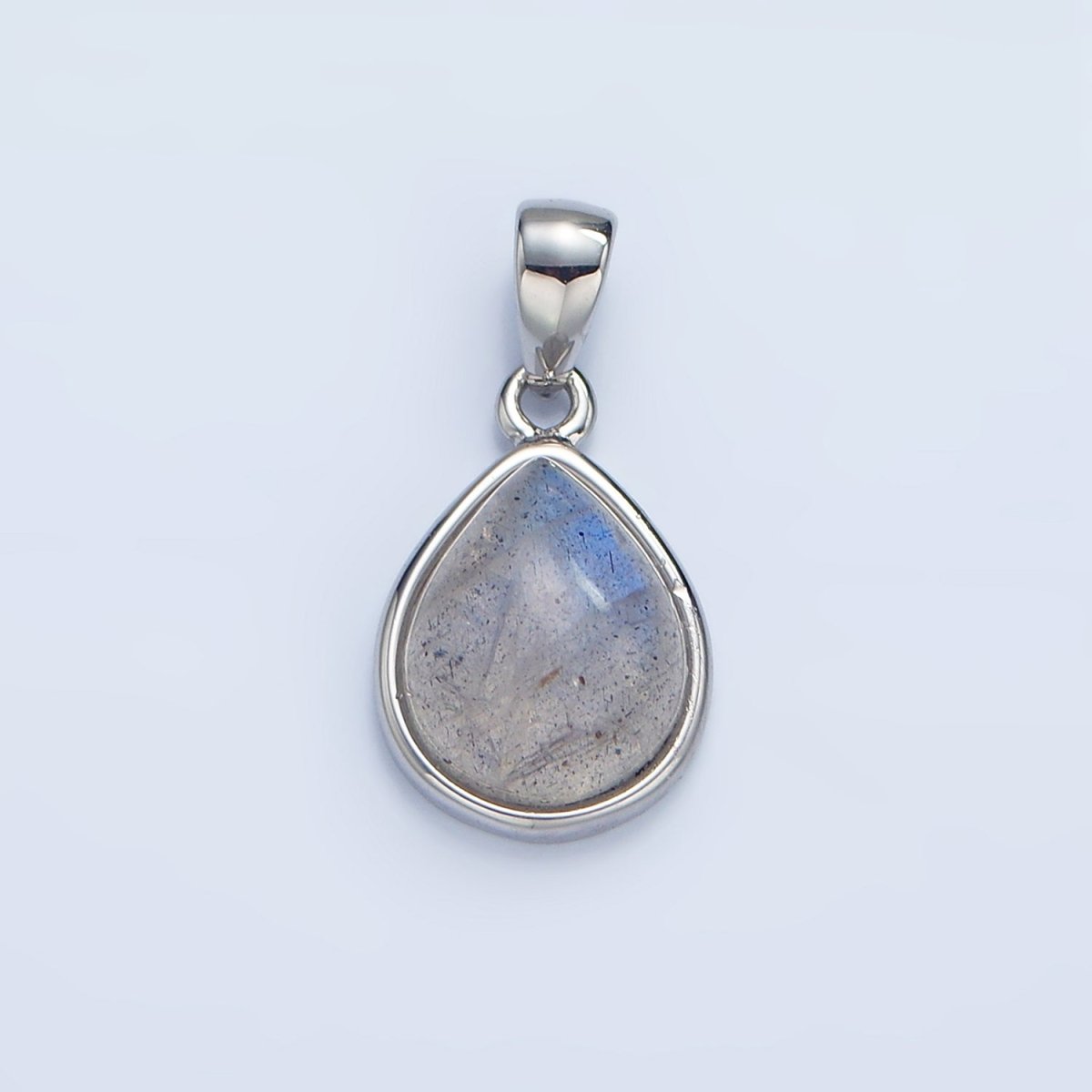 24K Gold Filled Natural Gemstone Teardrop Bezel Pendant in Gold & Silver | AA953 - AA964 - DLUXCA