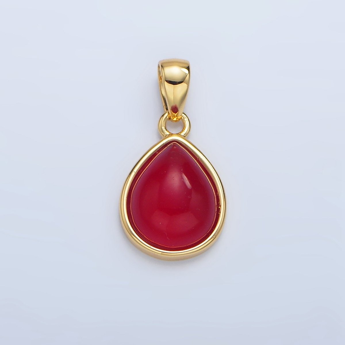 24K Gold Filled Natural Gemstone Teardrop Bezel Pendant in Gold & Silver | AA953 - AA964 - DLUXCA