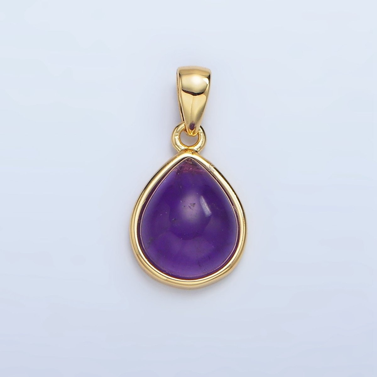 24K Gold Filled Natural Gemstone Teardrop Bezel Pendant in Gold & Silver | AA953 - AA964 - DLUXCA