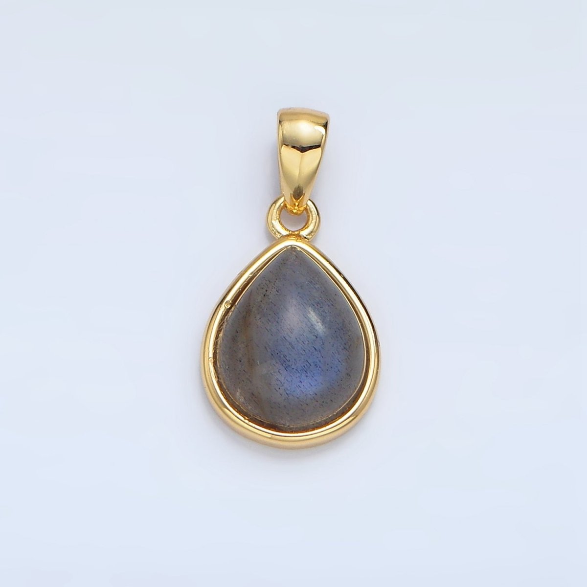 24K Gold Filled Natural Gemstone Teardrop Bezel Pendant in Gold & Silver | AA953 - AA964 - DLUXCA