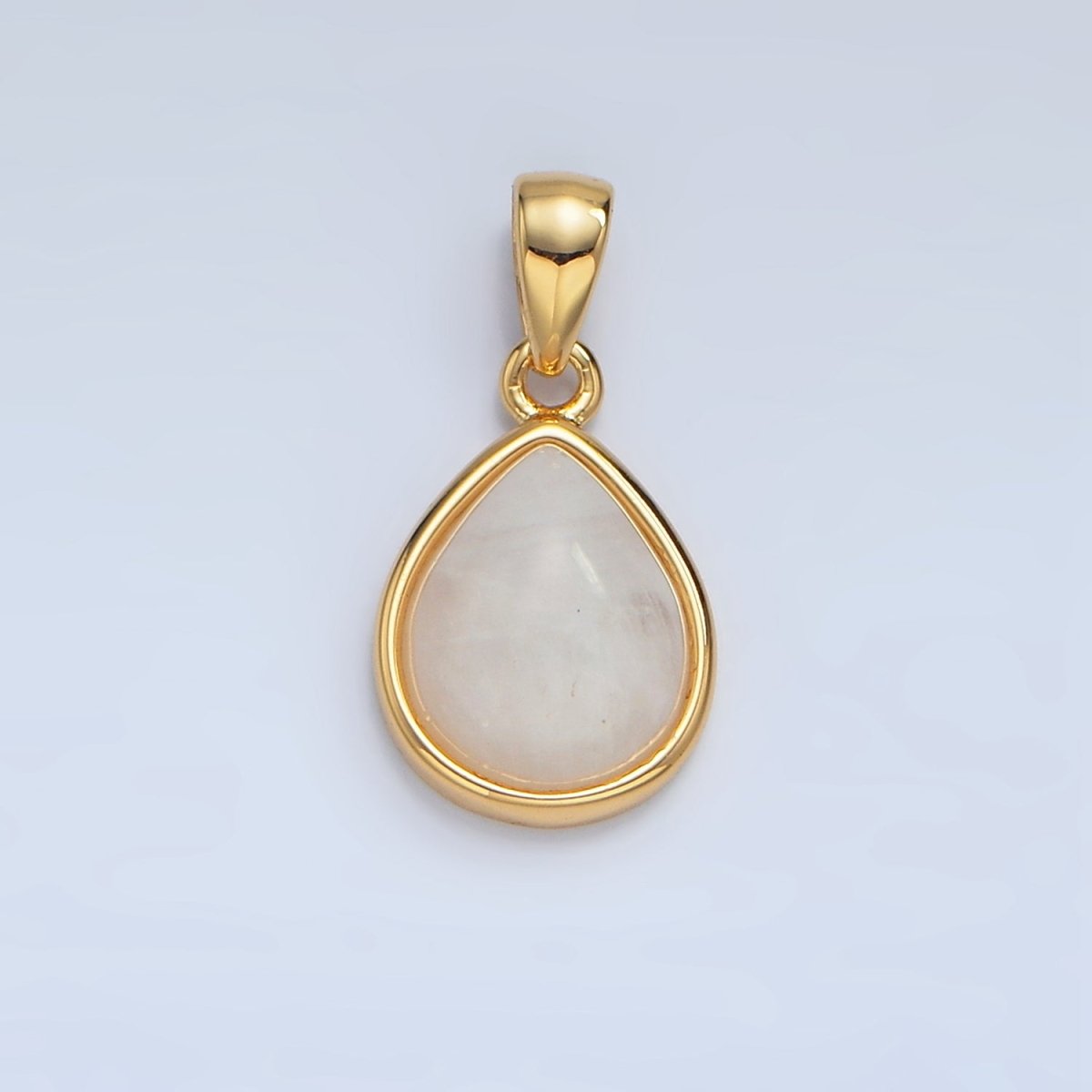 24K Gold Filled Natural Gemstone Teardrop Bezel Pendant in Gold & Silver | AA953 - AA964 - DLUXCA