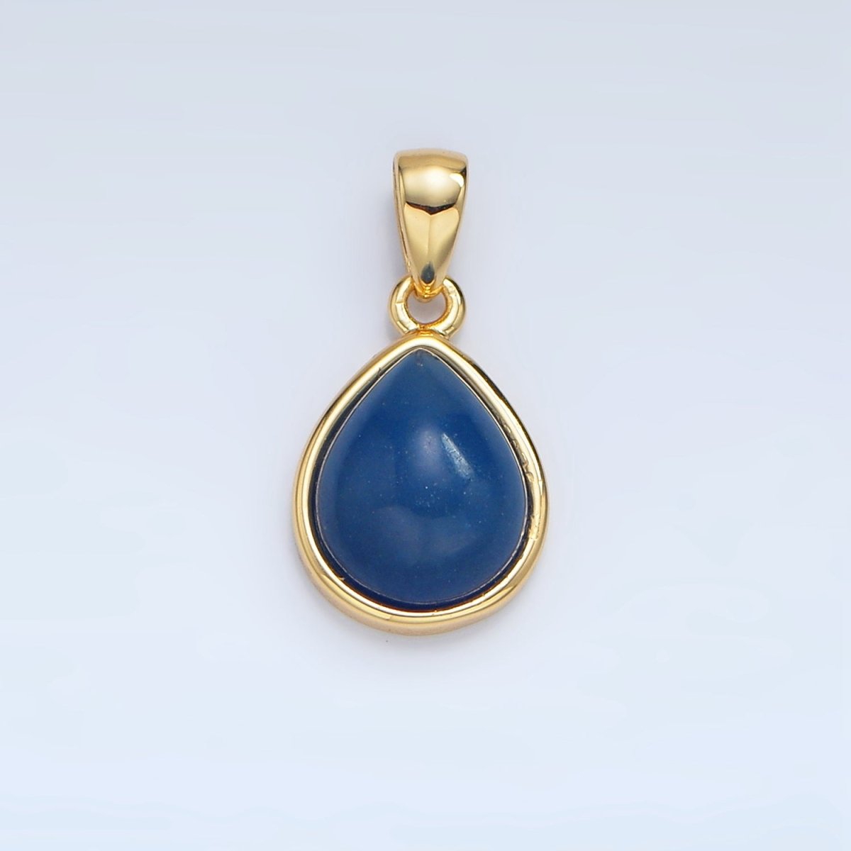 24K Gold Filled Natural Gemstone Teardrop Bezel Pendant in Gold & Silver | AA953 - AA964 - DLUXCA