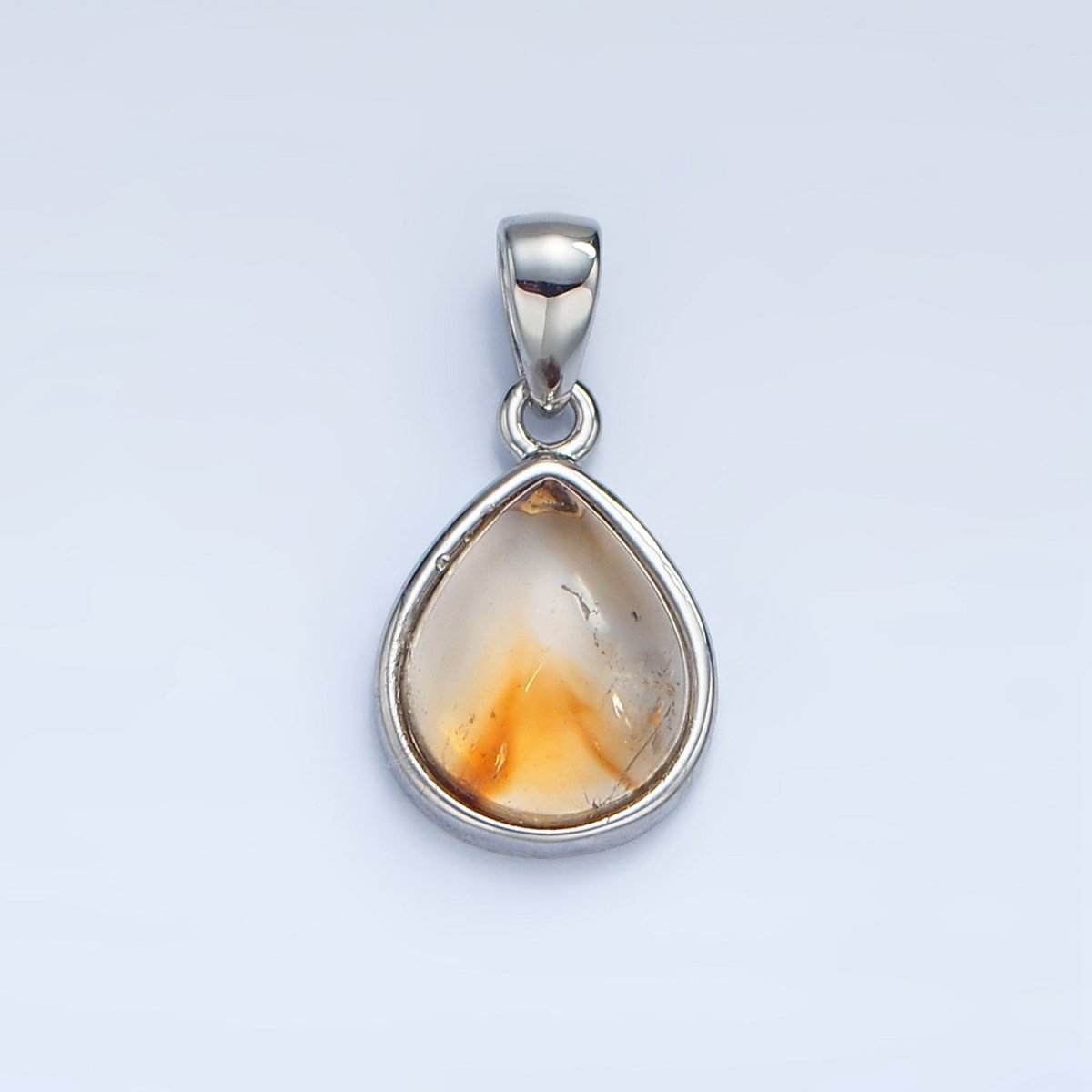 24K Gold Filled Natural Gemstone Teardrop Bezel Pendant in Gold & Silver | AA953 - AA964 - DLUXCA