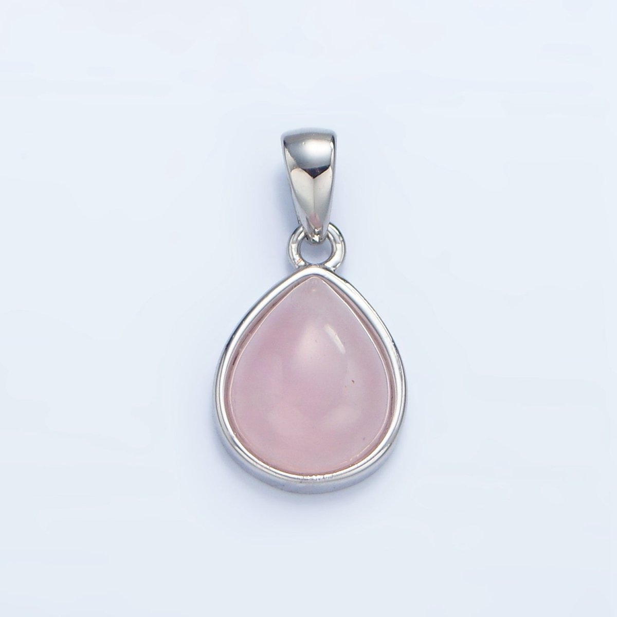 24K Gold Filled Natural Gemstone Teardrop Bezel Pendant in Gold & Silver | AA953 - AA964 - DLUXCA