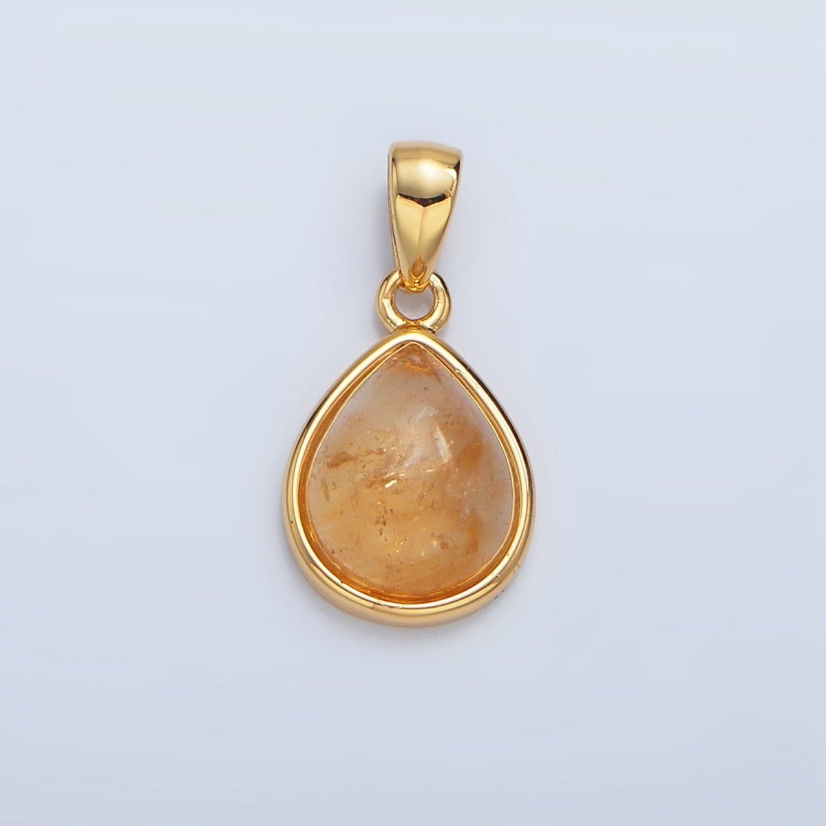 24K Gold Filled Natural Gemstone Teardrop Bezel Pendant in Gold & Silver | AA953 - AA964 - DLUXCA