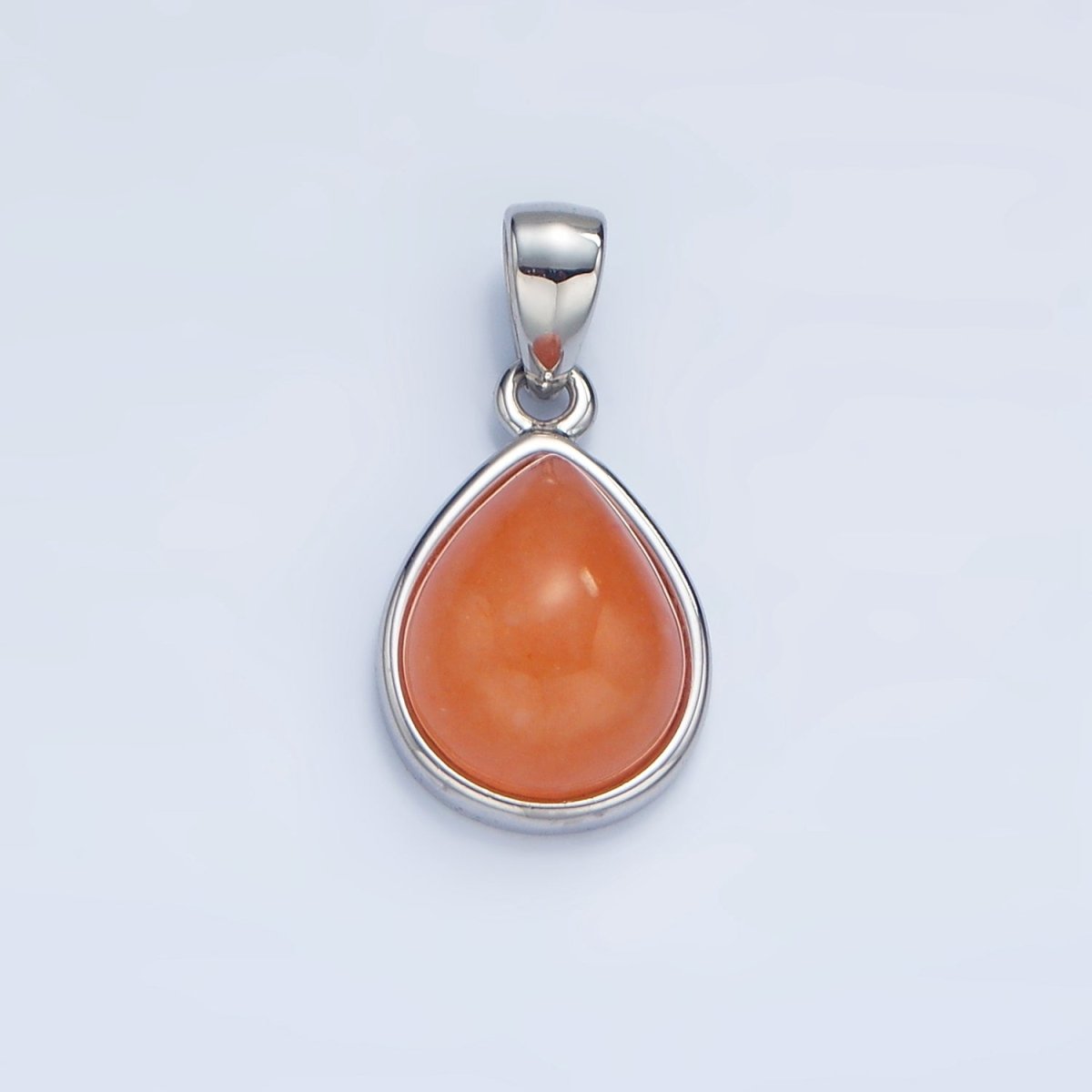 24K Gold Filled Natural Gemstone Teardrop Bezel Pendant in Gold & Silver | AA953 - AA964 - DLUXCA