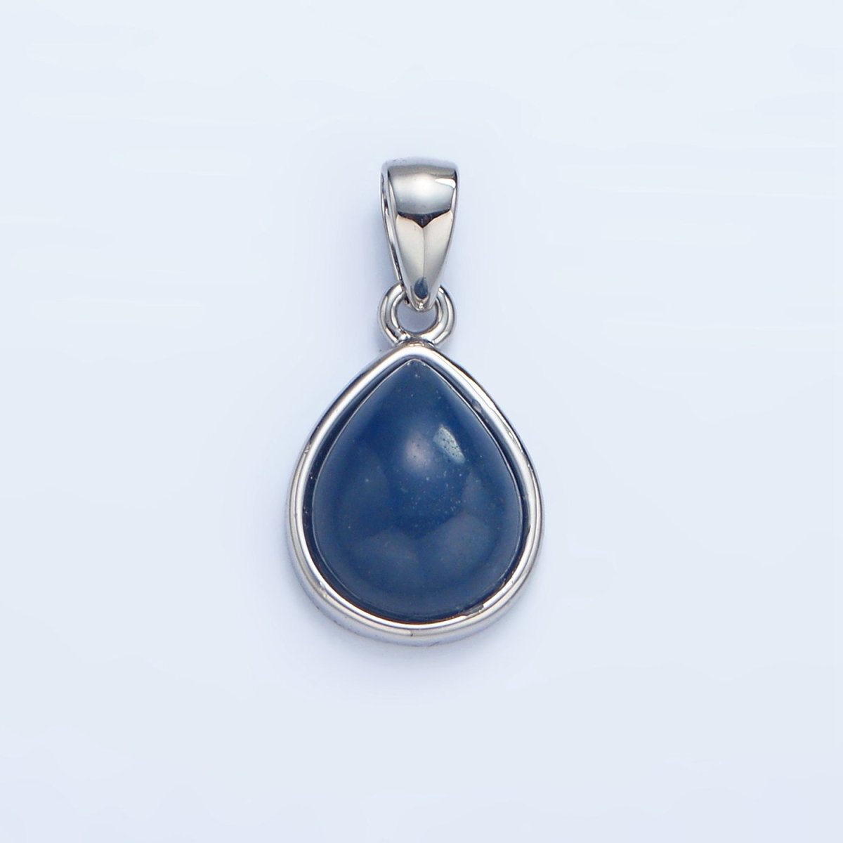 24K Gold Filled Natural Gemstone Teardrop Bezel Pendant in Gold & Silver | AA953 - AA964 - DLUXCA