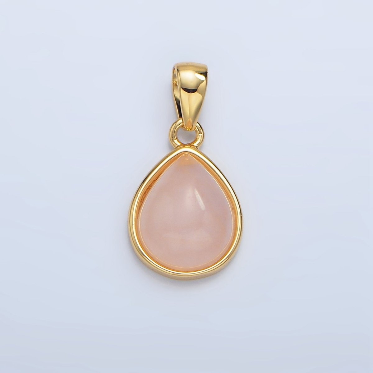 24K Gold Filled Natural Gemstone Teardrop Bezel Pendant in Gold & Silver | AA953 - AA964 - DLUXCA