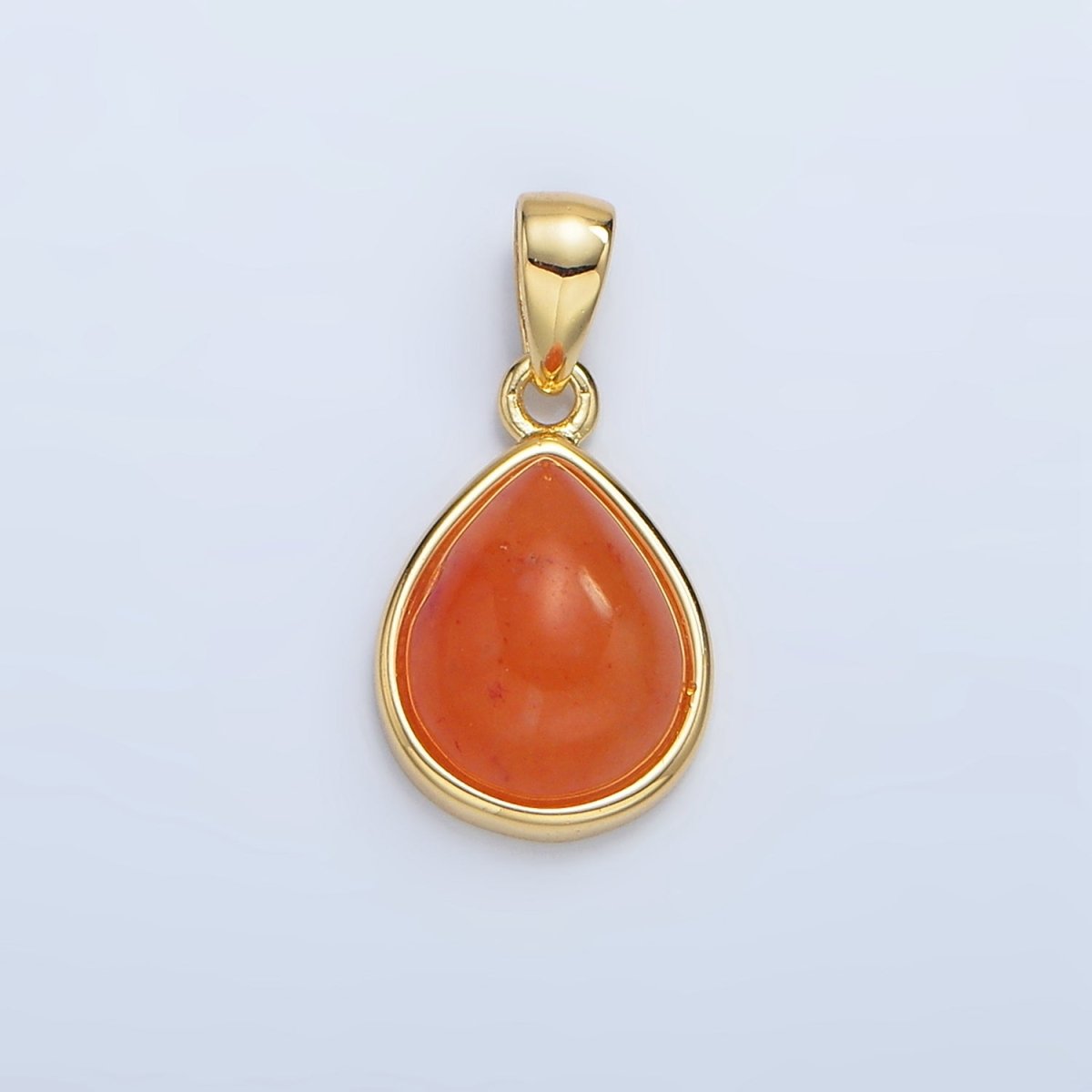 24K Gold Filled Natural Gemstone Teardrop Bezel Pendant in Gold & Silver | AA953 - AA964 - DLUXCA