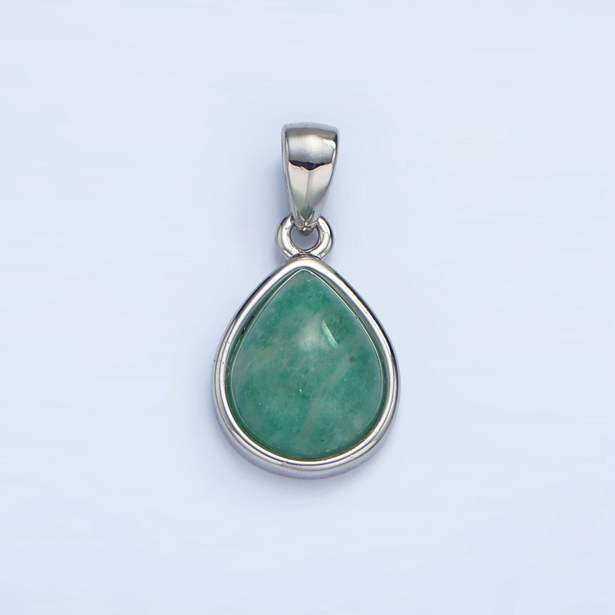 24K Gold Filled Natural Gemstone Teardrop Bezel Pendant in Gold & Silver | AA953 - AA964 - DLUXCA