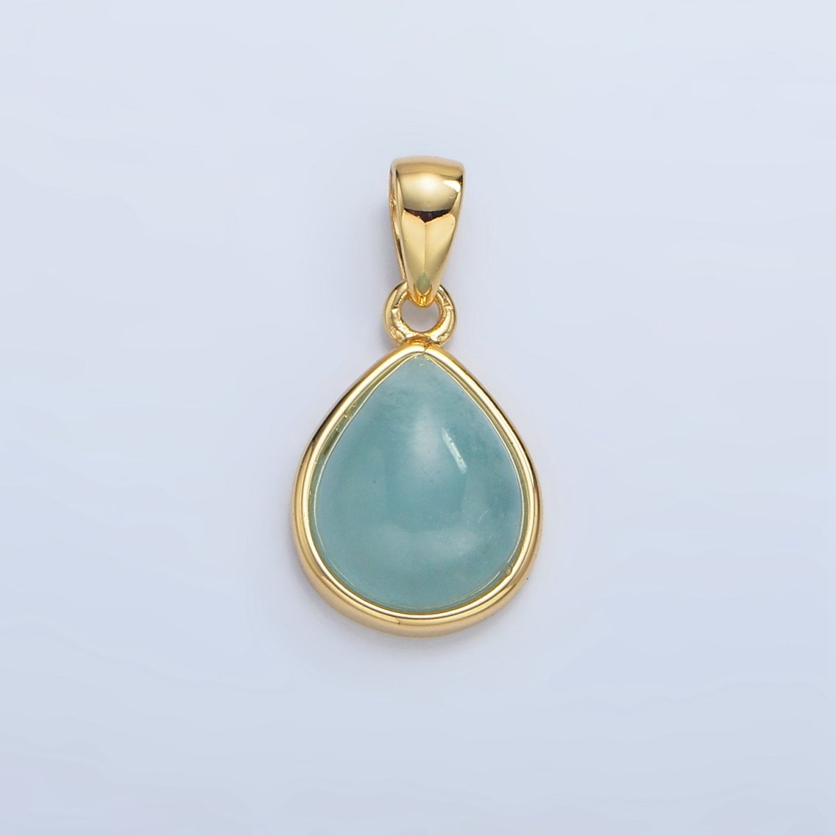 24K Gold Filled Natural Gemstone Teardrop Bezel Pendant in Gold & Silver | AA953 - AA964 - DLUXCA