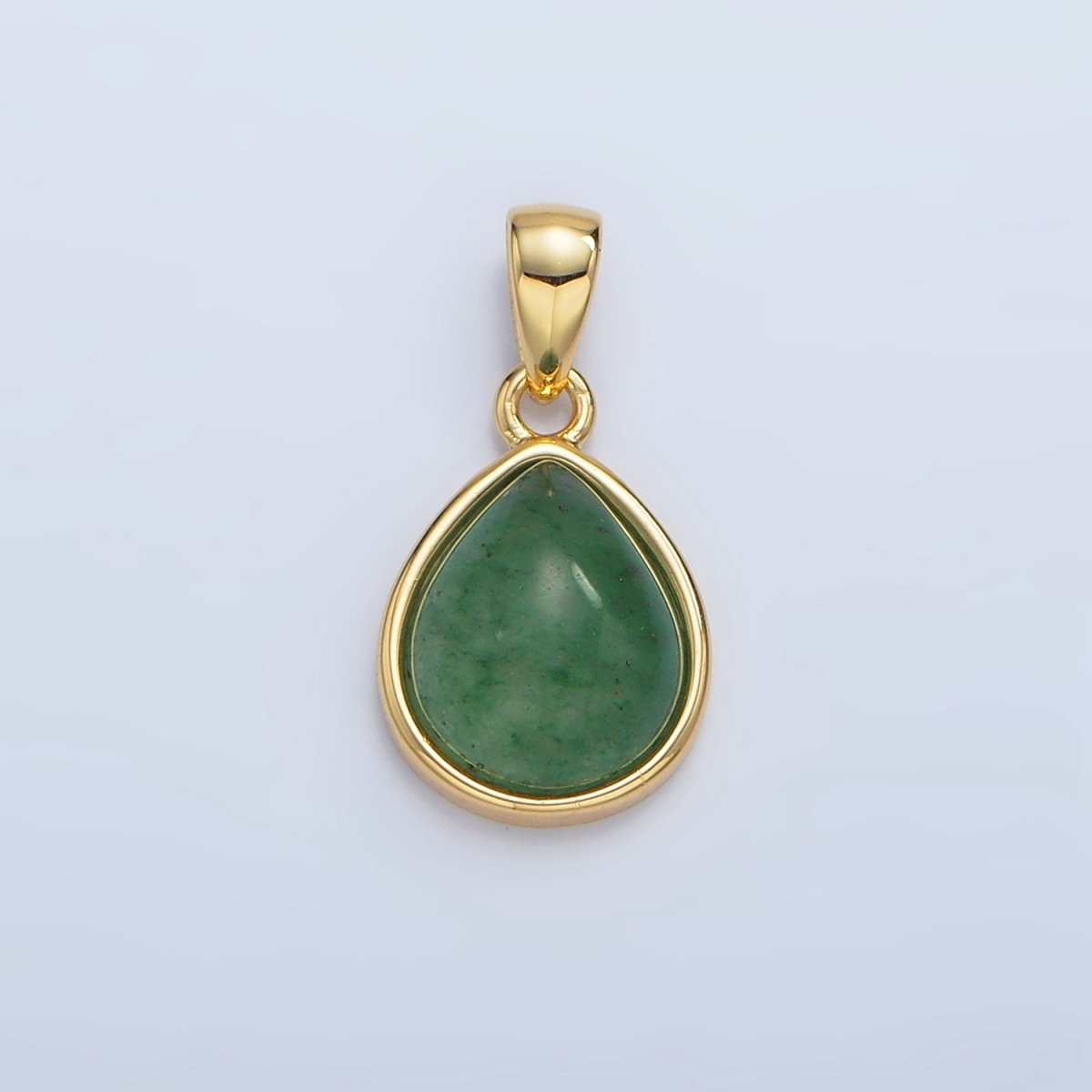 24K Gold Filled Natural Gemstone Teardrop Bezel Pendant in Gold & Silver | AA953 - AA964 - DLUXCA