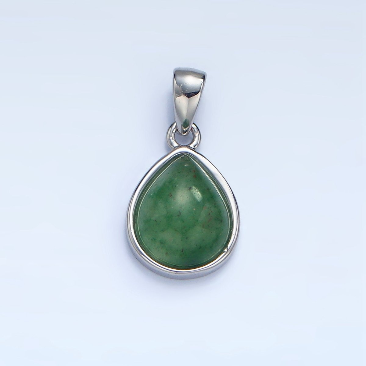 24K Gold Filled Natural Gemstone Teardrop Bezel Pendant in Gold & Silver | AA953 - AA964 - DLUXCA