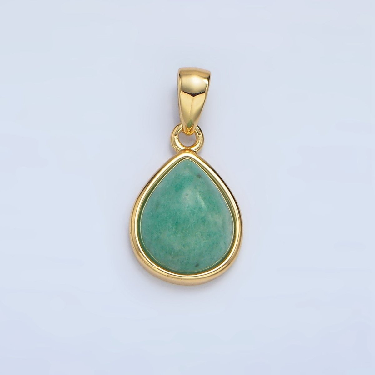 24K Gold Filled Natural Gemstone Teardrop Bezel Pendant in Gold & Silver | AA953 - AA964 - DLUXCA