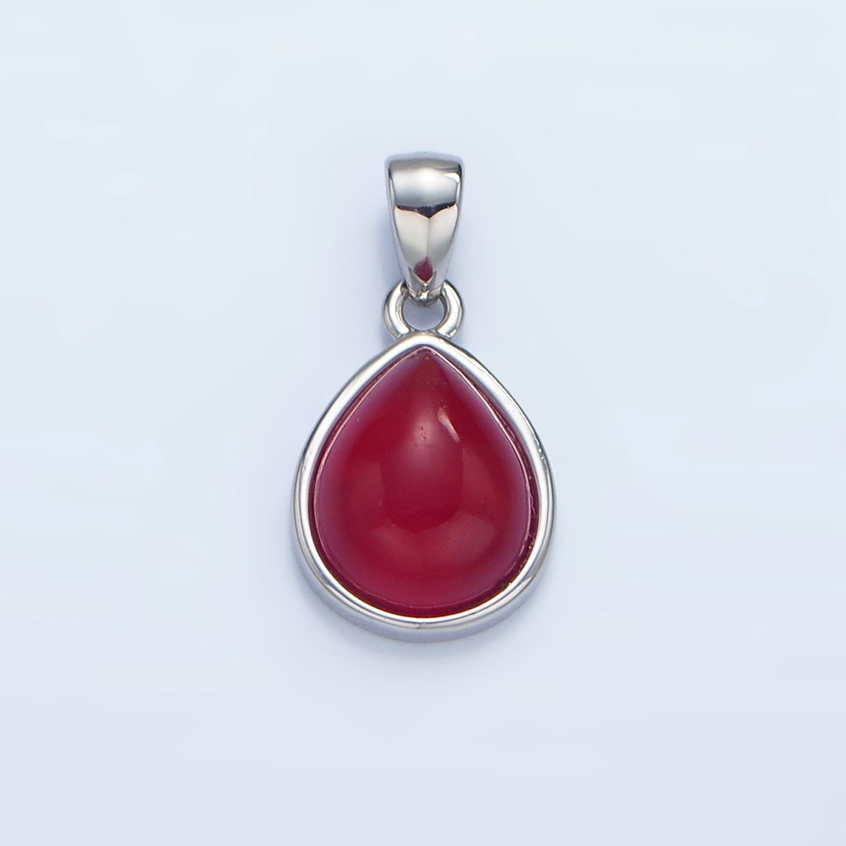 24K Gold Filled Natural Gemstone Teardrop Bezel Pendant in Gold & Silver | AA953 - AA964 - DLUXCA