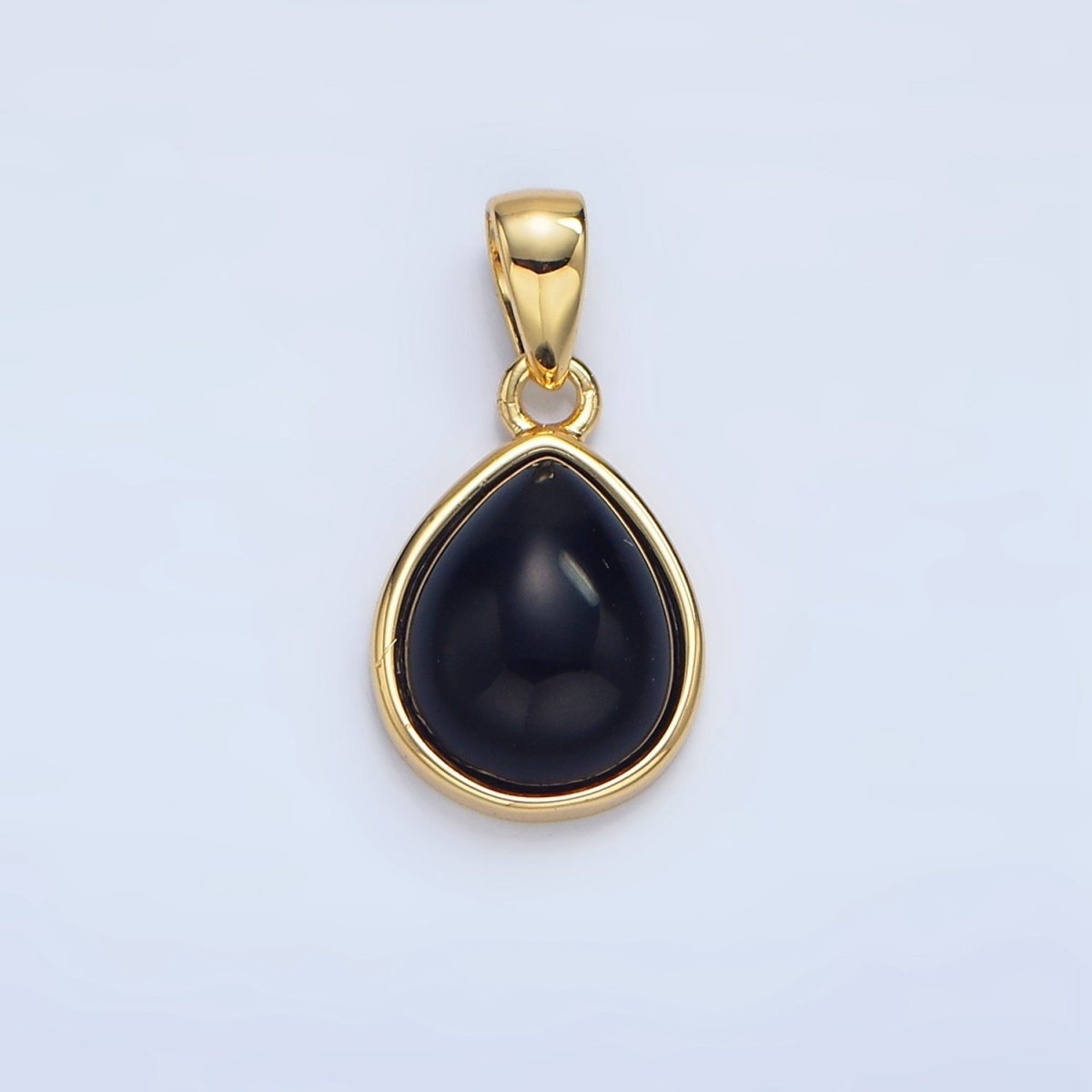 24K Gold Filled Natural Gemstone Teardrop Bezel Pendant in Gold & Silver | AA953 - AA964 - DLUXCA