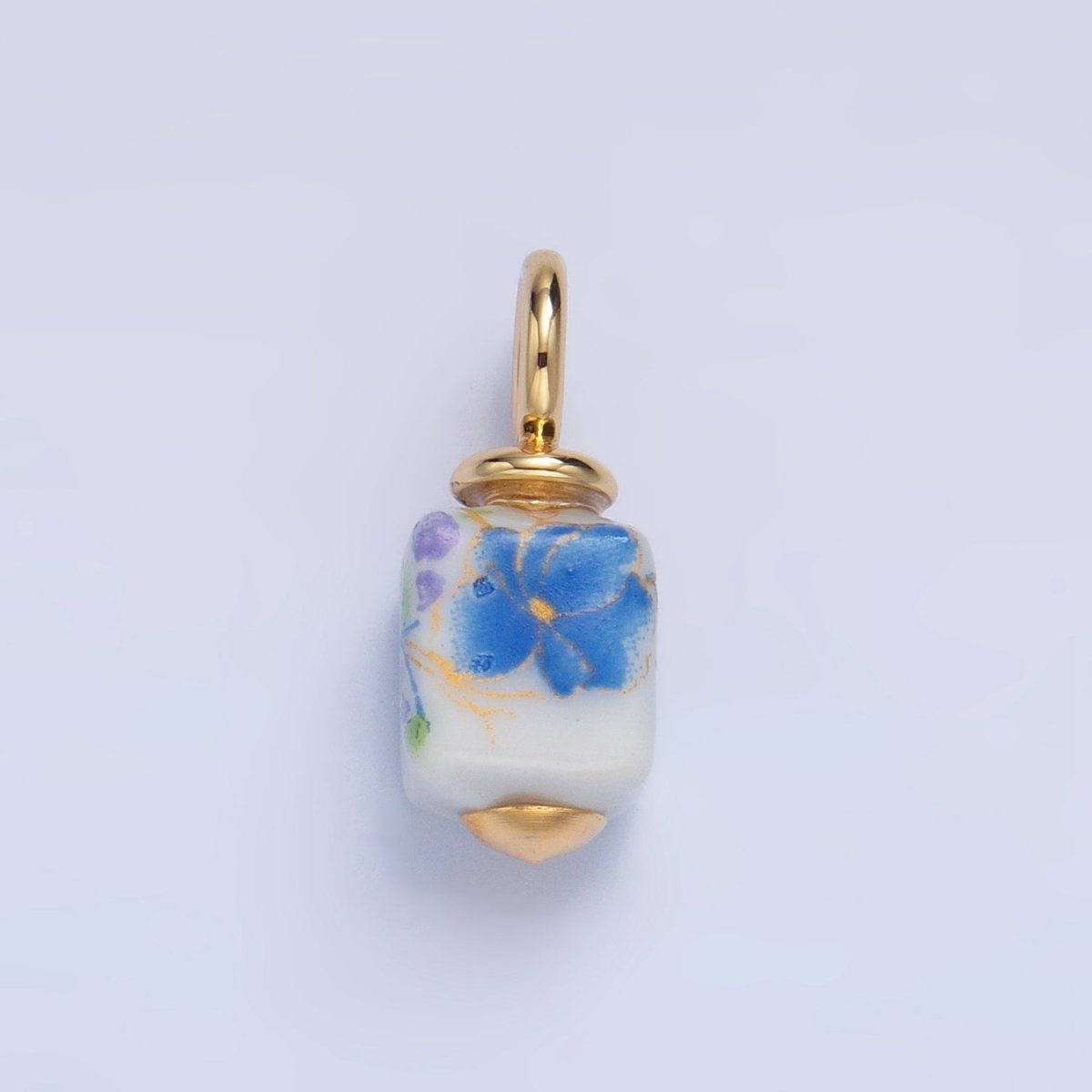 24K Gold Filled Nature Floral Mushroom Pet Sea Sell Ceramic Drop Charm - DLUXCA