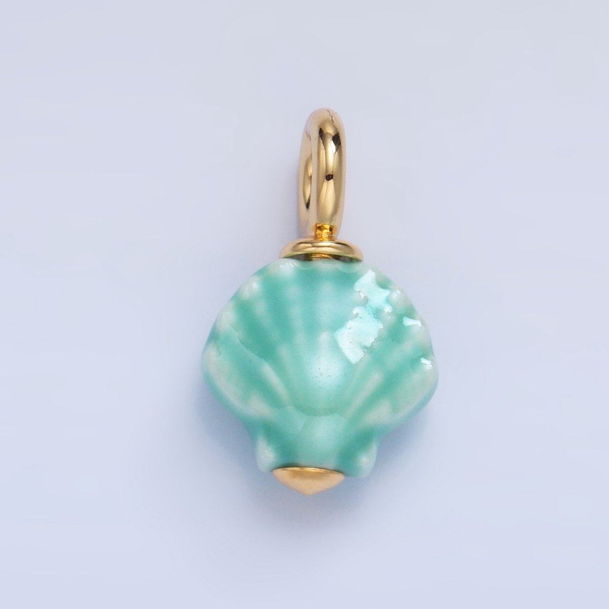 24K Gold Filled Nature Floral Mushroom Pet Sea Sell Ceramic Drop Charm - DLUXCA