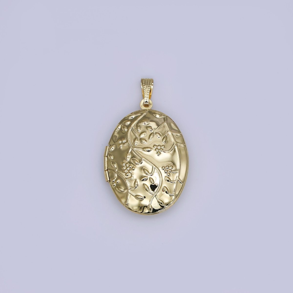 24K Gold Filled Nature Flower Engraved Oval Locket | AH487 - DLUXCA