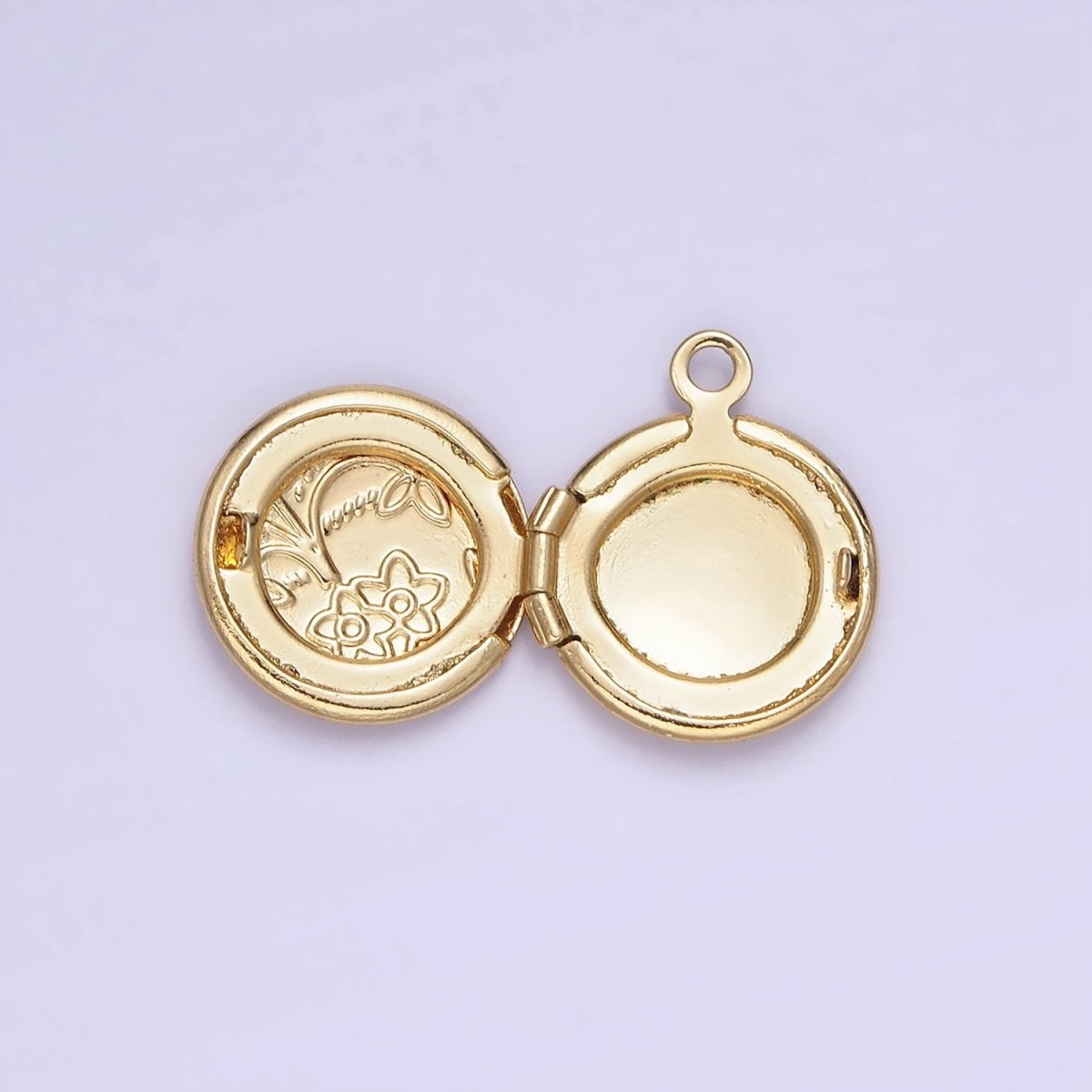 24K Gold Filled Nature Flower Engraved Round Locket In Gold & Silver | D364 - DLUXCA