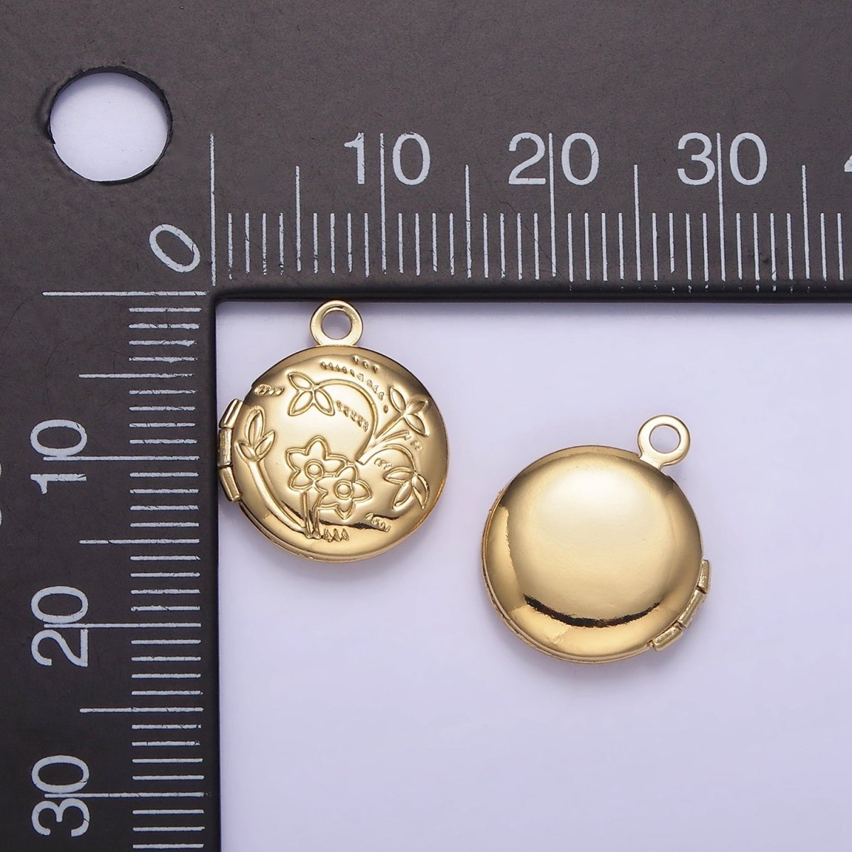 24K Gold Filled Nature Flower Engraved Round Locket In Gold & Silver | D364 - DLUXCA