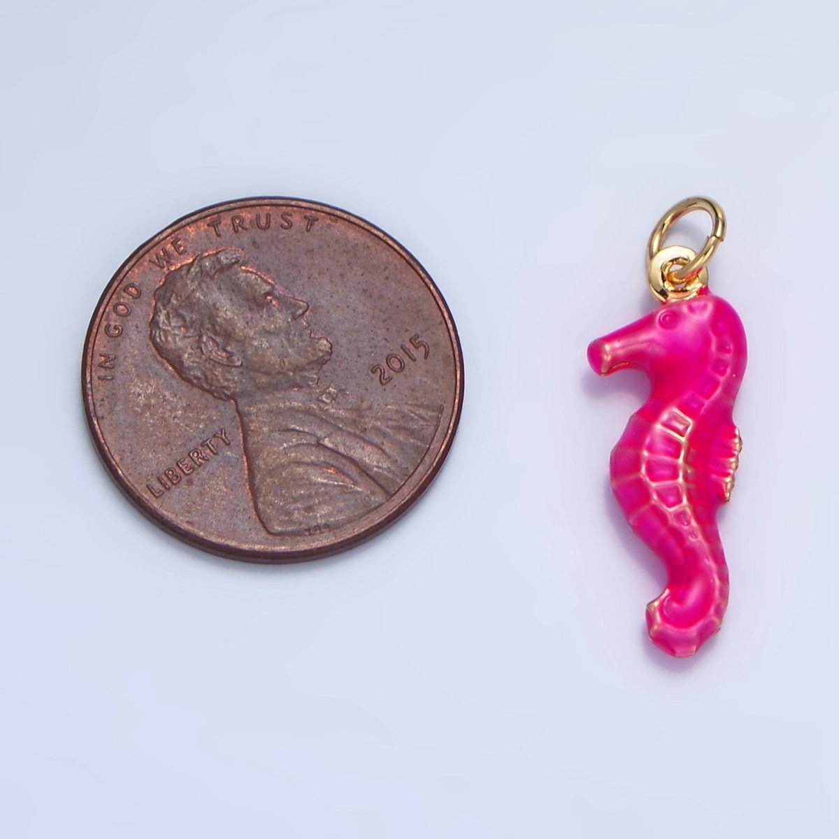 24K Gold Filled Neon Black, Blue, Pink, Yellow, Teal Seahorse Charm | X786 - X788 - DLUXCA