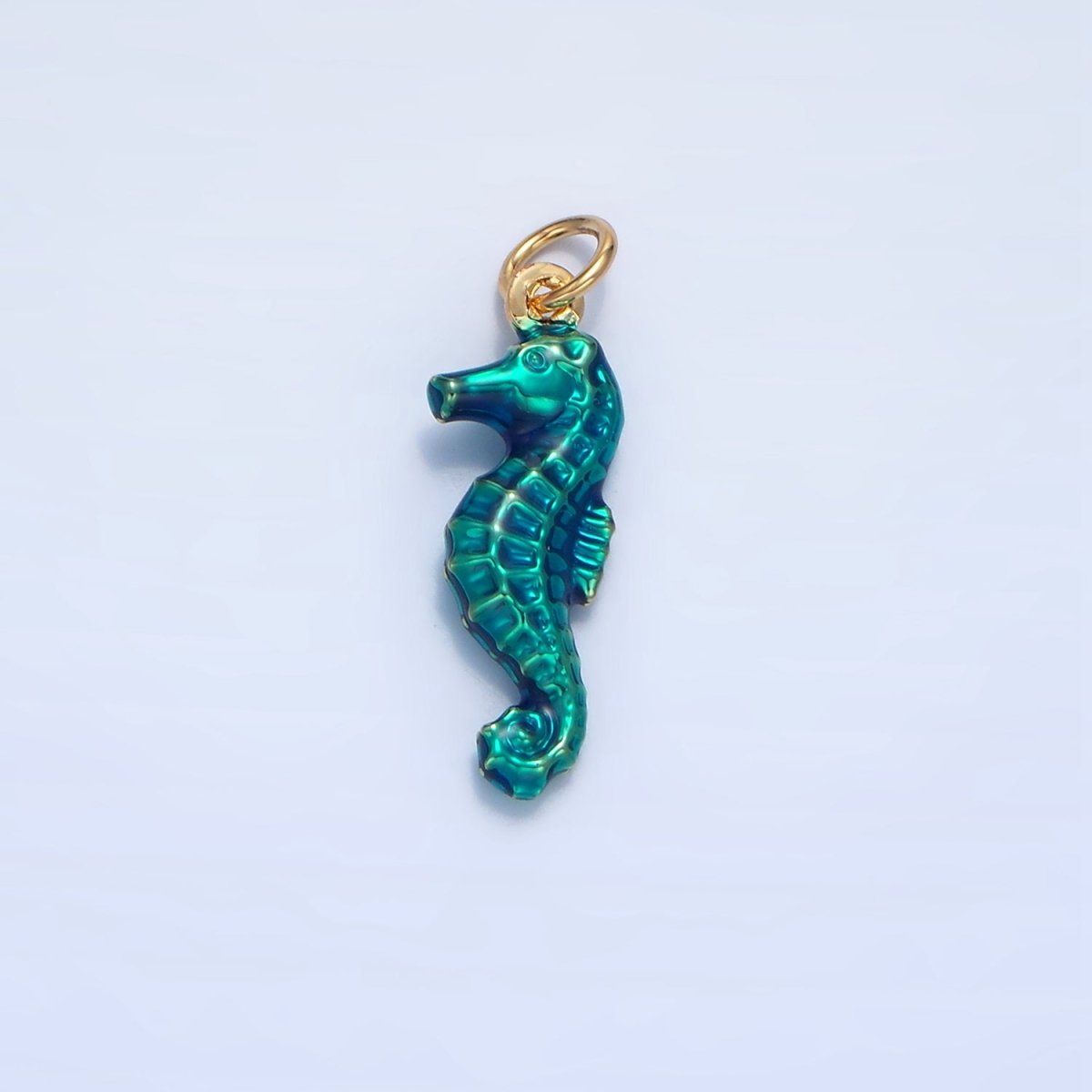 24K Gold Filled Neon Black, Blue, Pink, Yellow, Teal Seahorse Charm | X786 - X788 - DLUXCA