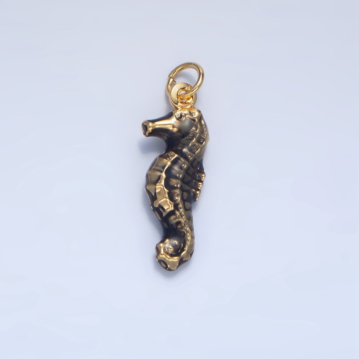 24K Gold Filled Neon Black, Blue, Pink, Yellow, Teal Seahorse Charm | X786 - X788 - DLUXCA