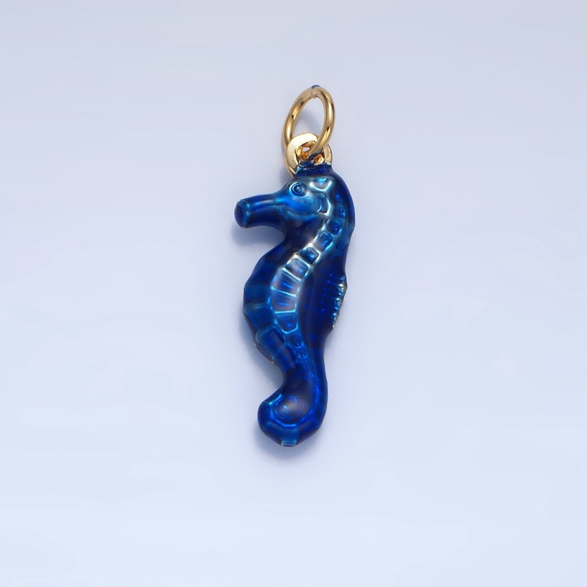 24K Gold Filled Neon Black, Blue, Pink, Yellow, Teal Seahorse Charm | X786 - X788 - DLUXCA