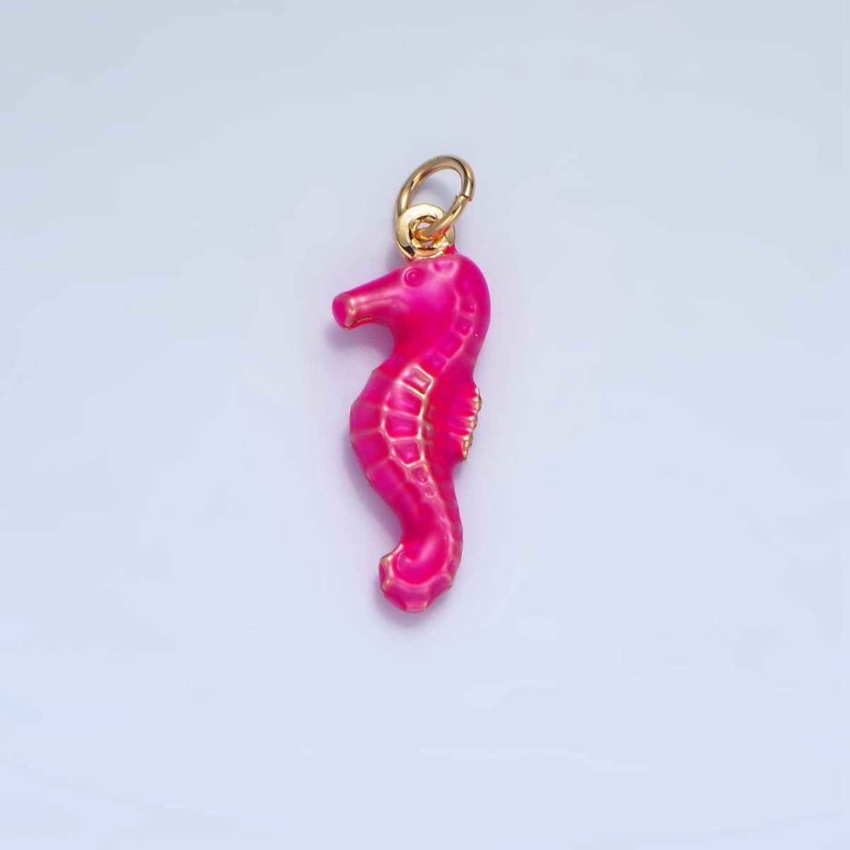 24K Gold Filled Neon Black, Blue, Pink, Yellow, Teal Seahorse Charm | X786 - X788 - DLUXCA