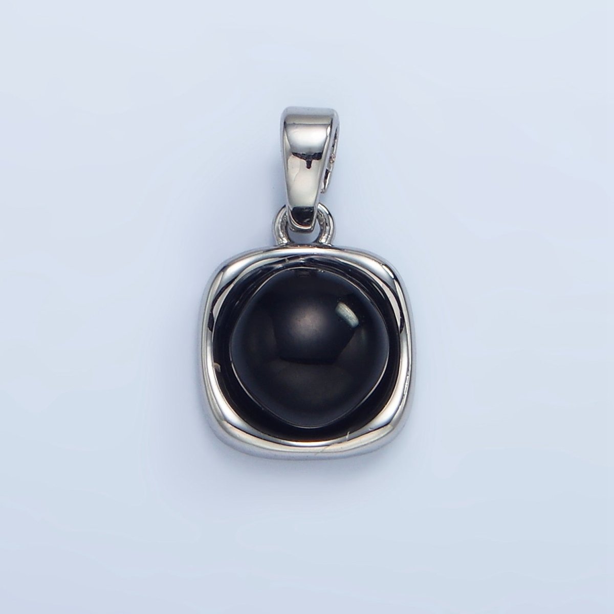 24K Gold Filled Onyx Gemstone Round Molten Bezel Pendant in Gold & Silver | AA980 - DLUXCA