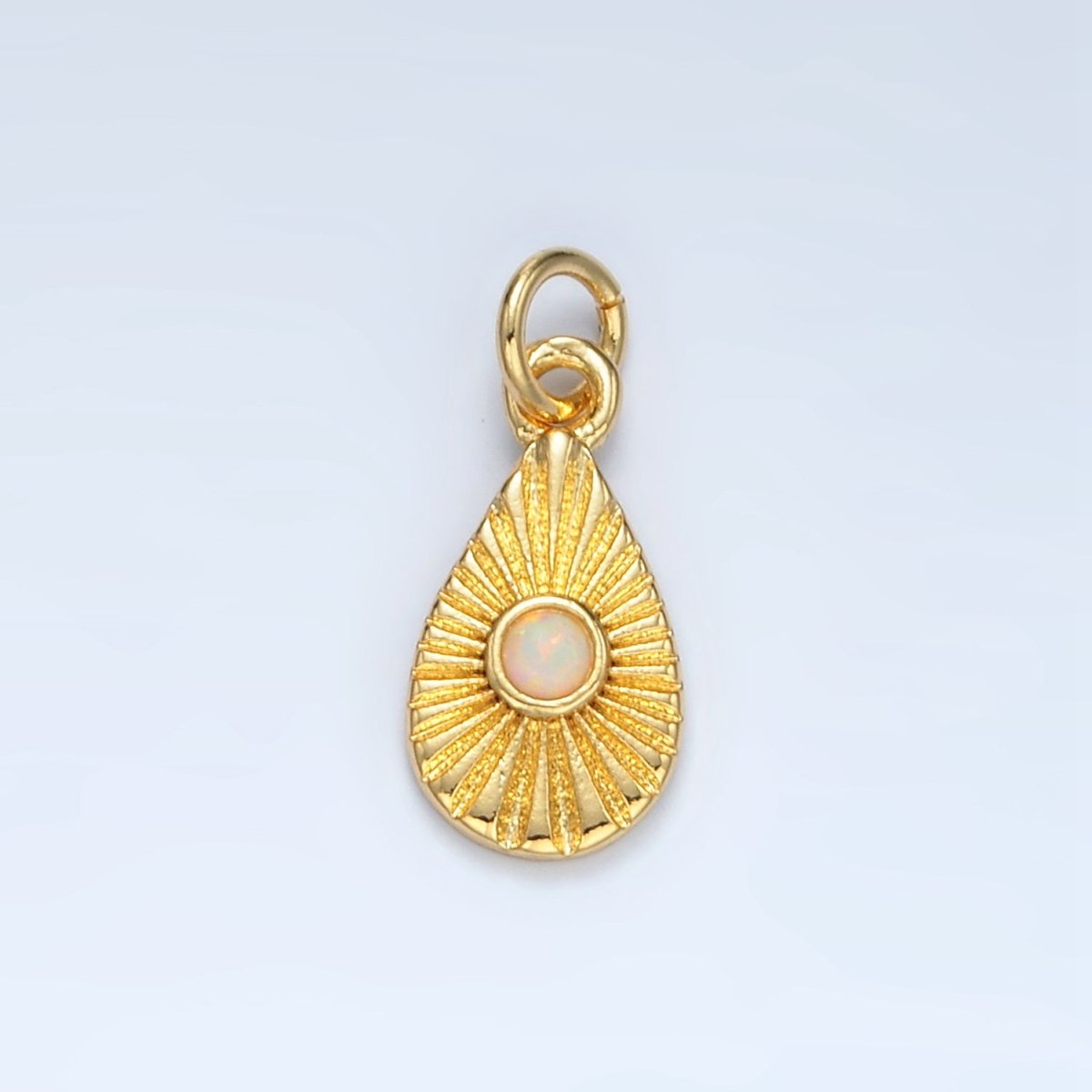 24K Gold Filled Opal Sunburst Teardrop Mini Charm | AG857 - DLUXCA