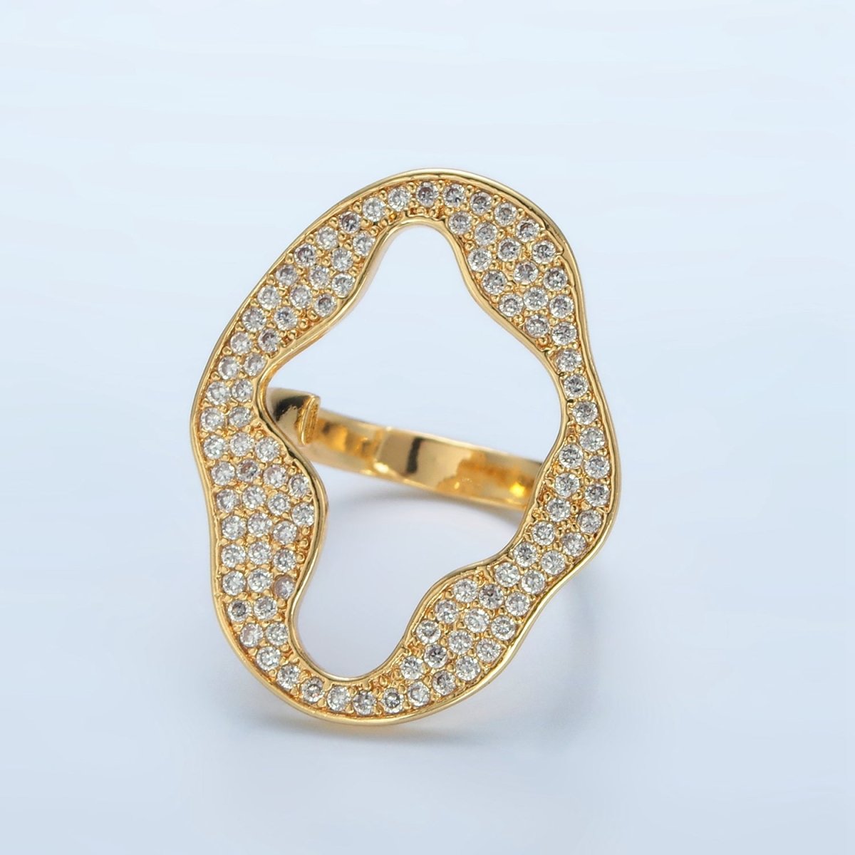 24K Gold Filled Open Abstract Micro Paved CZ Ring | U326 - DLUXCA