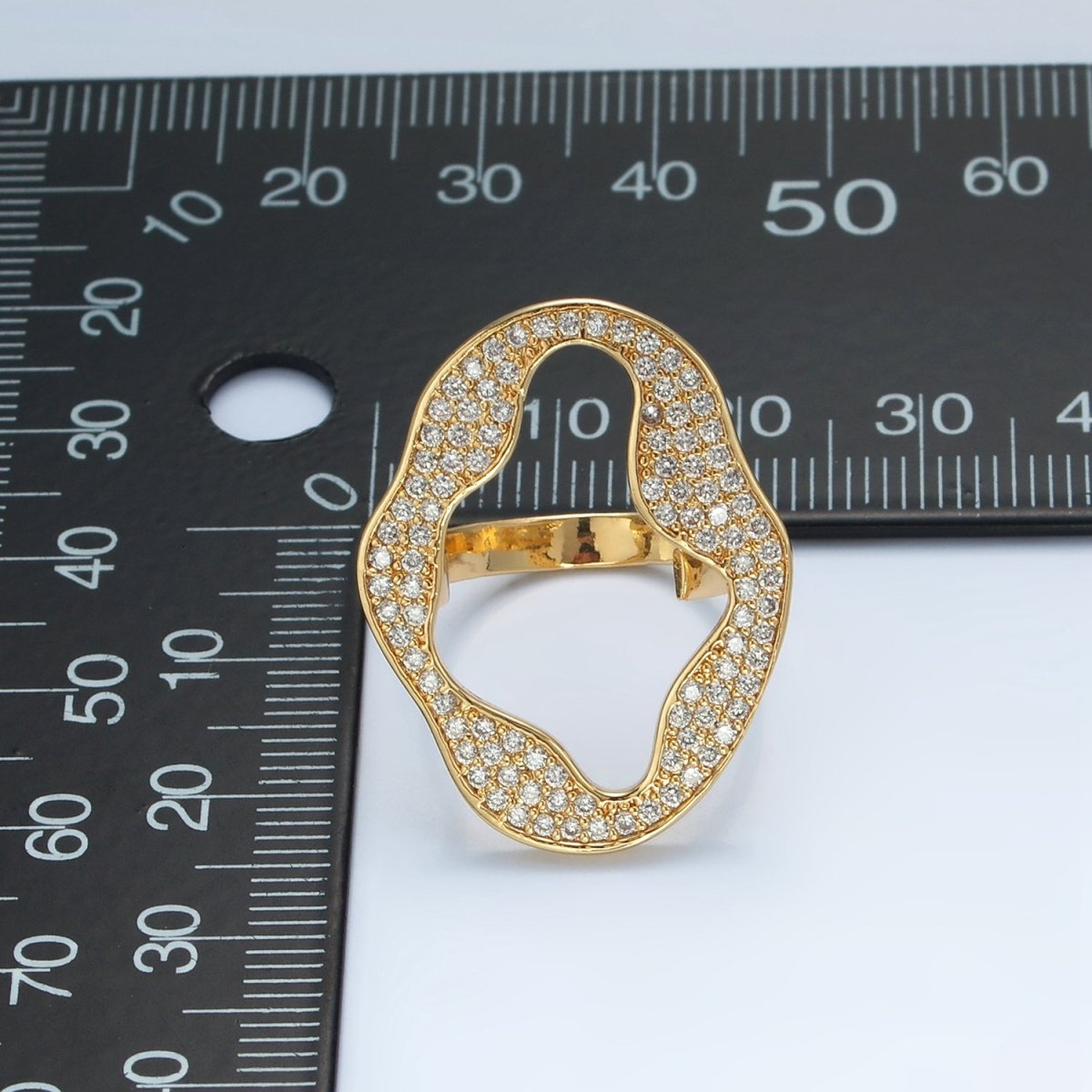 24K Gold Filled Open Abstract Micro Paved CZ Ring | U326 - DLUXCA