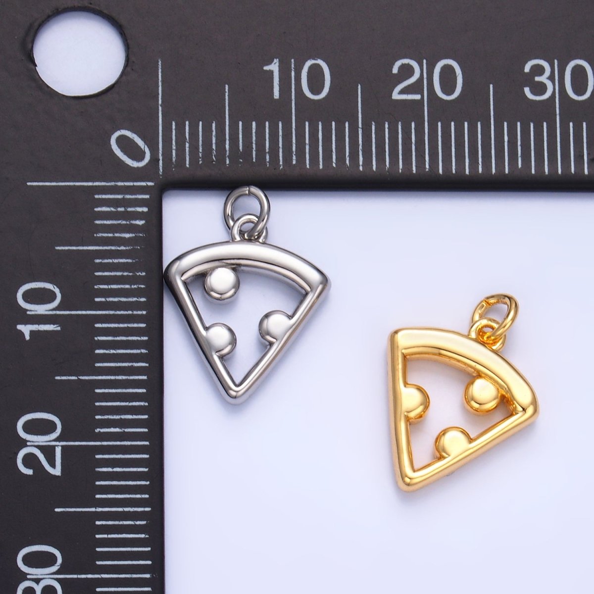 24K Gold Filled Open Italian Pizza Charm in Gold & Silver | W219 - DLUXCA