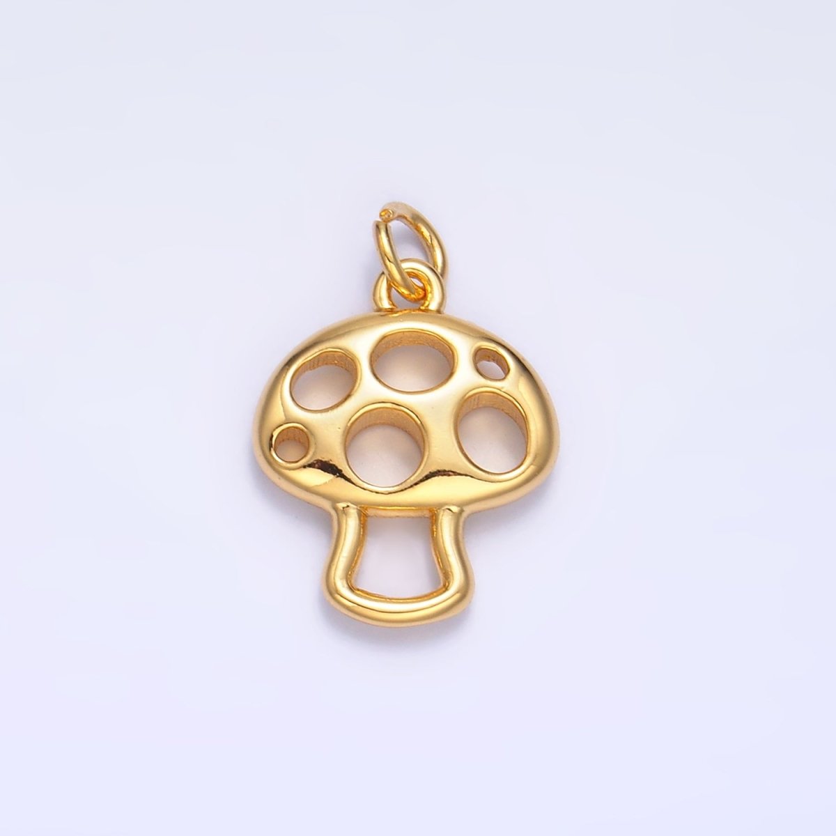 24K Gold Filled Open Mushroom Charm in Gold & Silver | W218 - DLUXCA