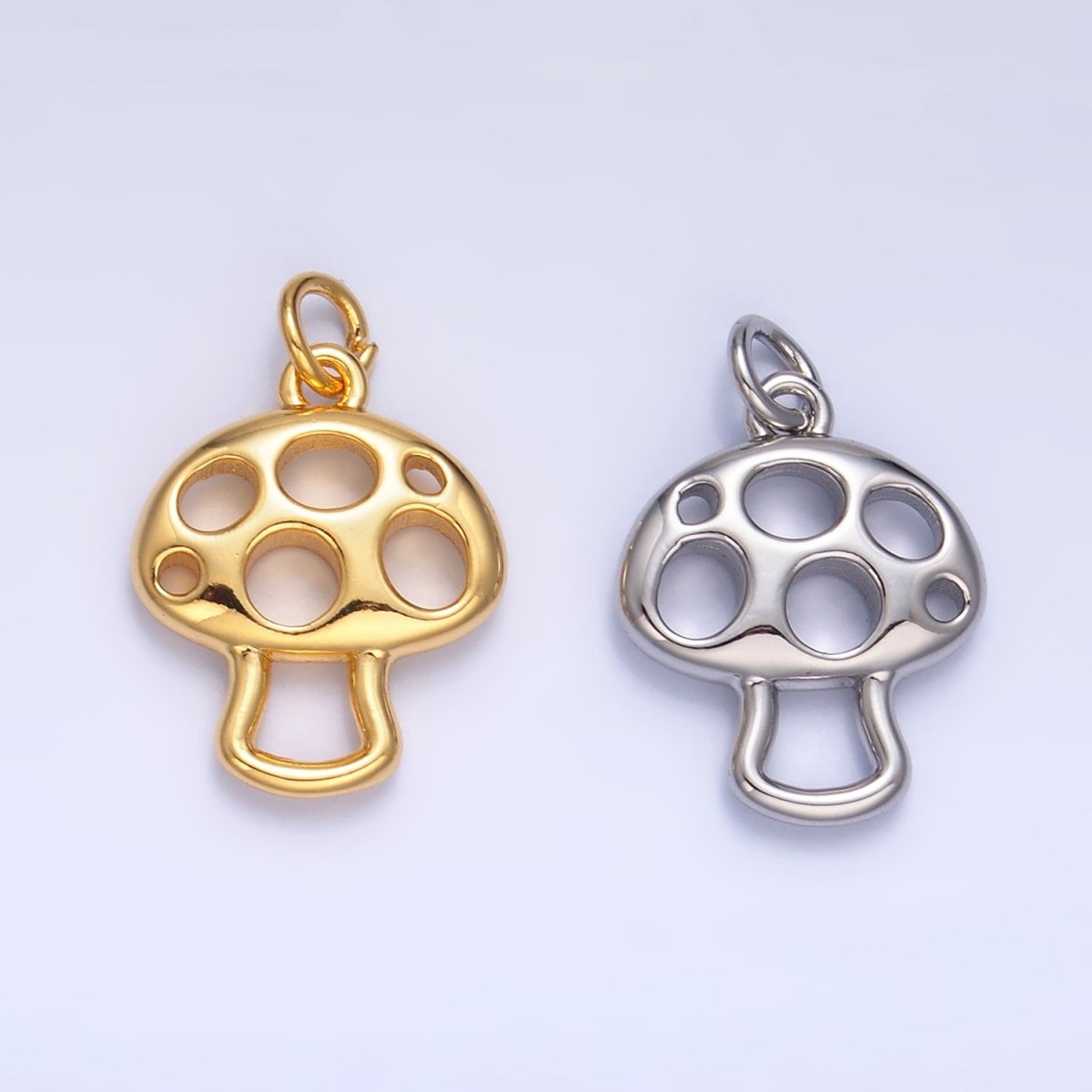 24K Gold Filled Open Mushroom Charm in Gold & Silver | W218 - DLUXCA