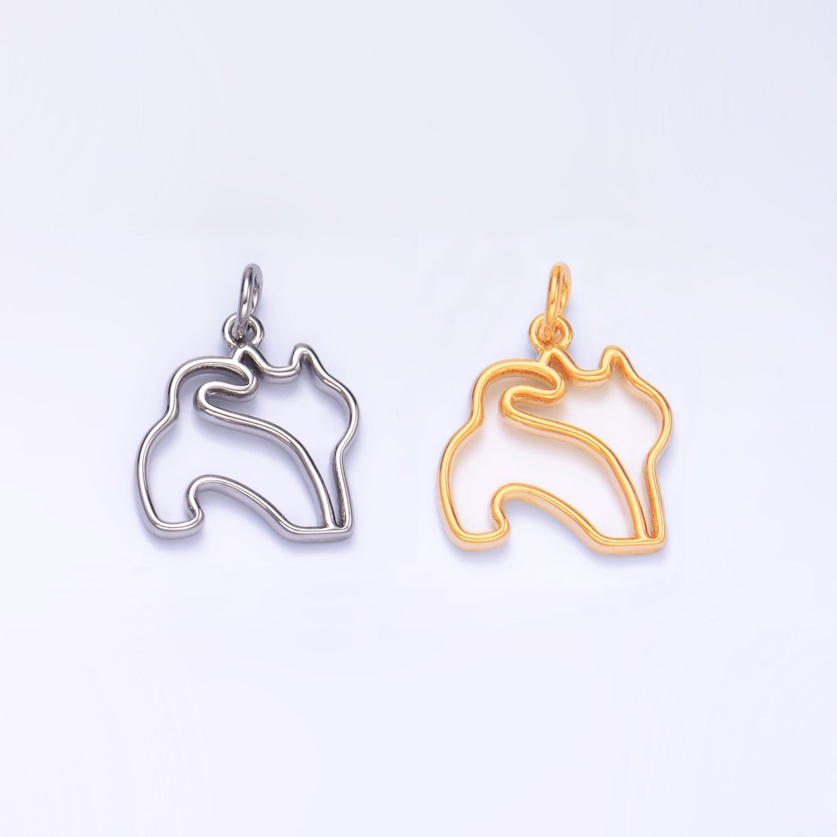 24K Gold Filled Open Pet Butt Silhouette Outline Charm in Gold & Silver | W396 - DLUXCA