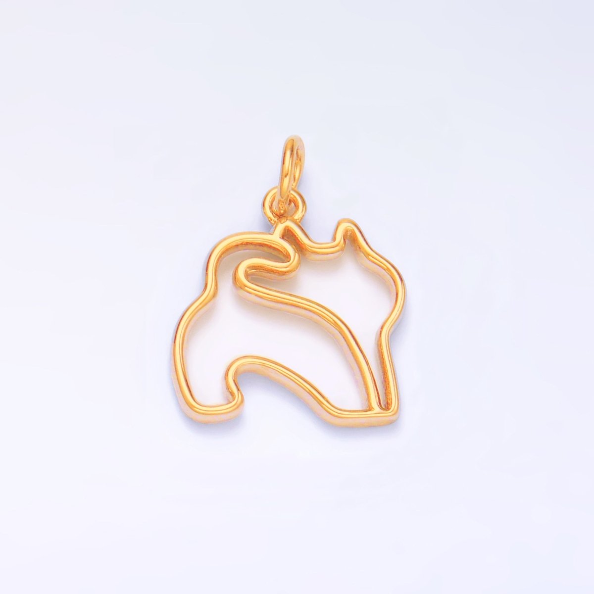 24K Gold Filled Open Pet Butt Silhouette Outline Charm in Gold & Silver | W396 - DLUXCA