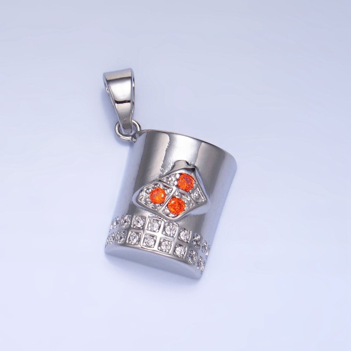 24K Gold Filled Orange CZ Micro Paved Mug Cup Drink Pendant in Gold & Silver | AA994 - DLUXCA